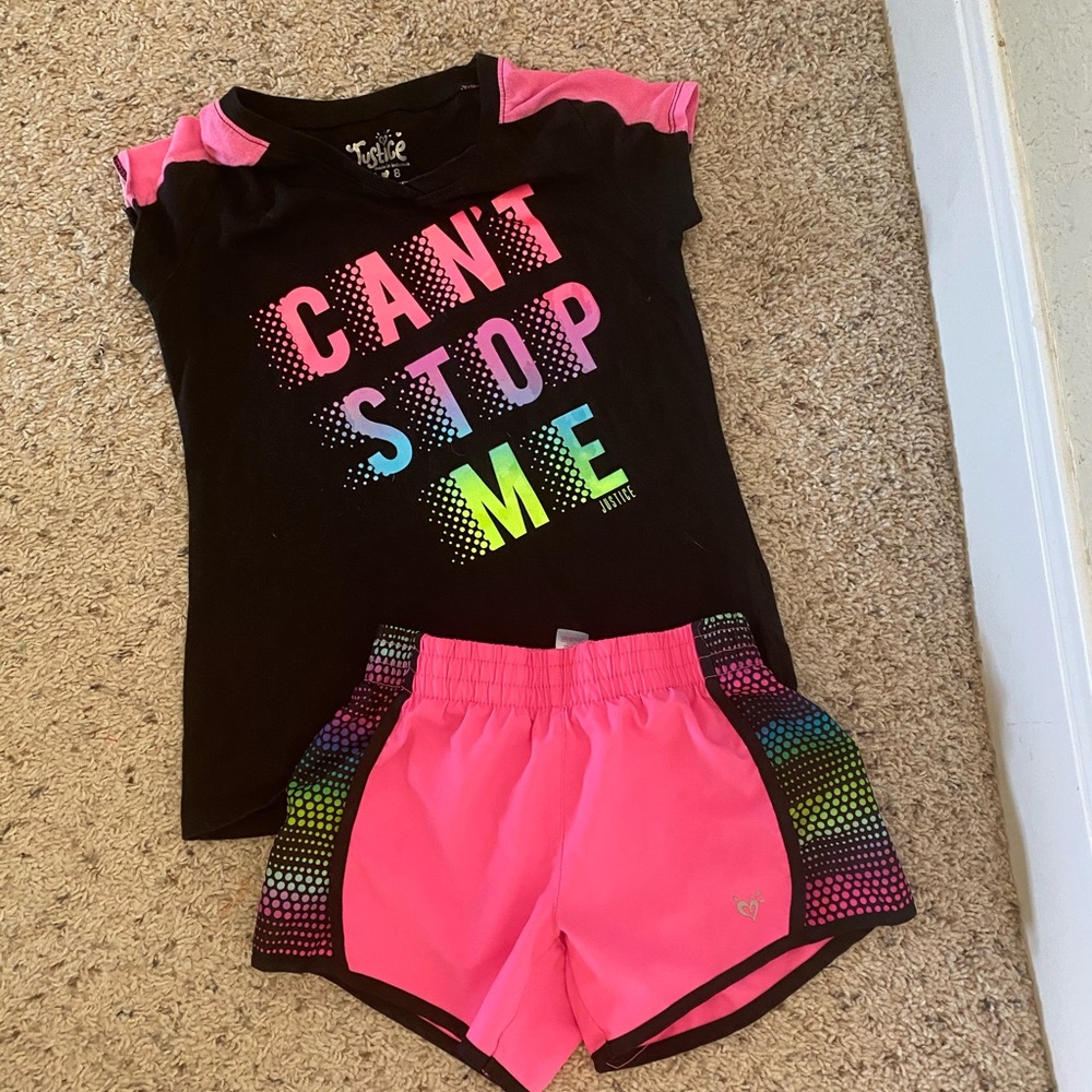 Justice shorts and shirt